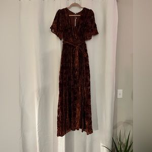 L Baltic Born Rust Velvet Print Dress